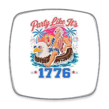 Celebrate like in 1776! George Washington, Jul 4 - Square fridge magnet - white - Front