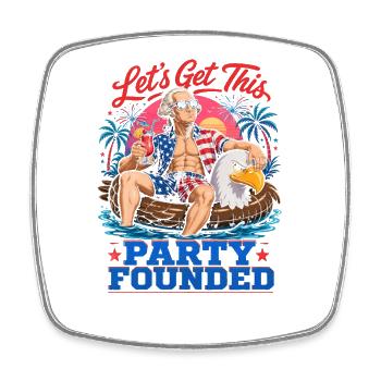 Let's found this party! George Washington - Square fridge magnet - white - Front