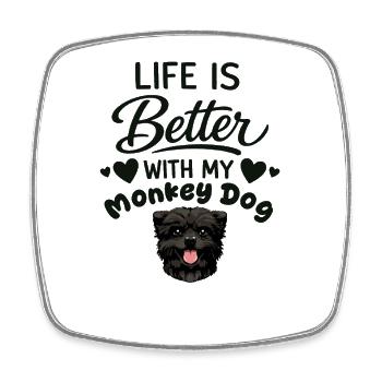 La vie est meilleure avec mon chien Affenpinscher - Magnet carré - blanc - Devant