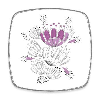 fleurs violettes - Magnet carré - blanc - Devant