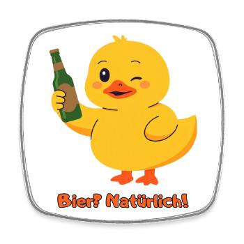Ente Bier Natuerlich - Viereckiger Kühlschrankmagnet - Weiß - Vorne