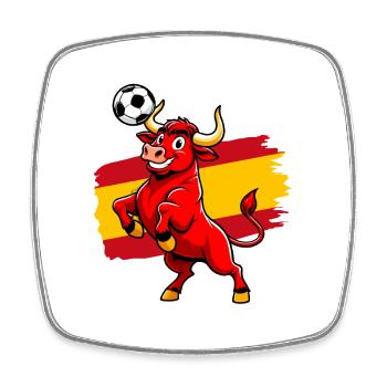 Taureau rouge football Espagne - Sport cartoon - Magnet carré - blanc - Devant