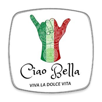 Italian Flag Tribal Horn Hand - Square fridge magnet - white - Front