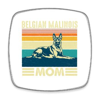 Maman malinois belge Maman du chien berger - Magnet carré - blanc - Devant
