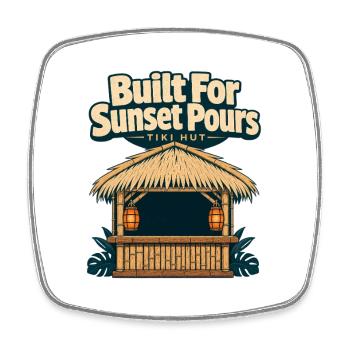 Barman Shift Construit pour Sunset Verse du Rhum Tiki Hu - Magnet carré - blanc - Devant