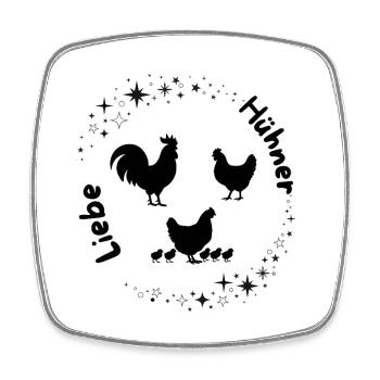 Amour du poulet - Magnet carré - blanc - Devant