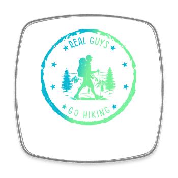 Adventure Hiking - Real guys go Hiking - Square fridge magnet - white - Front