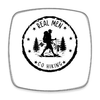 Mountain Hiking - Real men go Hiking - Viereckiger Kühlschrankmagnet - Weiß - Vorne