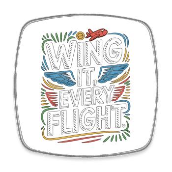 Private Pilot Wing It Every Flight Loves Aviation - Square fridge magnet - white - Front
