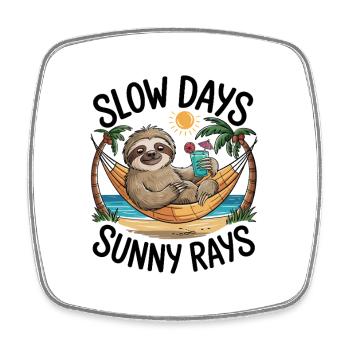 Sloth Beach Hammock - Square fridge magnet - white - Front
