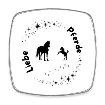Cercle des étoiles Amour des chevaux - Magnet carré - blanc - Devant