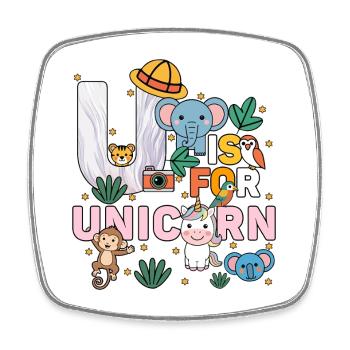U Is For Unicorn Zoo Party Jungle Zoo Birthday - Square fridge magnet - white - Front