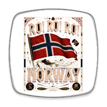 Rock Roll Norvège Norvège Montagnes du drapeau viking - Magnet carré - blanc - Devant