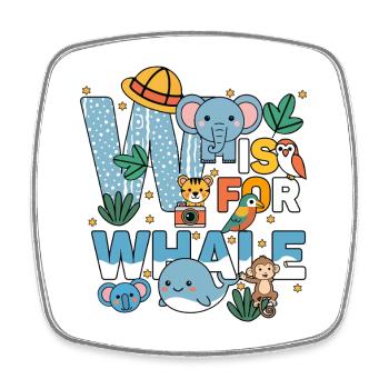W Is For Whale Zoo Party Jungle Zoo Birthday - Square fridge magnet - white - Front