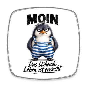  Moin Das Blühende Leben Ist Erwacht Frecher - Viereckiger Kühlschrankmagnet - Weiß - Vorne