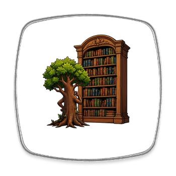 Arbre rencontrant la bibliothèque - Magnet carré - blanc - Devant
