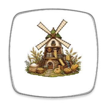 Moulin à vent à maïs avec grain et miel - Magnet carré - blanc - Devant