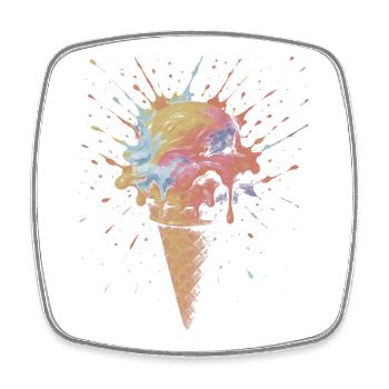 Cornet de Glace Multicolore Splash Ar - Magnet carré - blanc - Devant