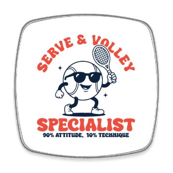 Tennis Retro Tennisball Serve & Volley Specialist - Viereckiger Kühlschrankmagnet - Weiß - Vorne
