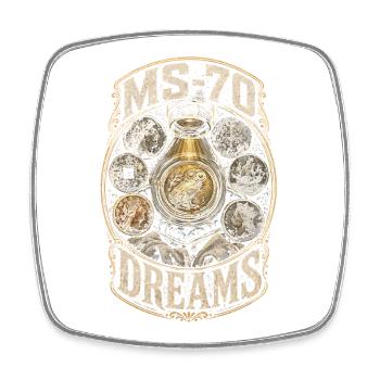 Collectionneur de pièces Numismatique Collection MS-70 Rêves - Magnet carré - blanc - Devant