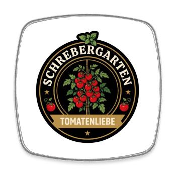 Tomatenliebe Logo aus Schirebergarten - Viereckiger Kühlschrankmagnet - Weiß - Vorne