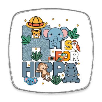 H Is For Hippo Zoo Party Jungle Zoo Birthday - Square fridge magnet - white - Front