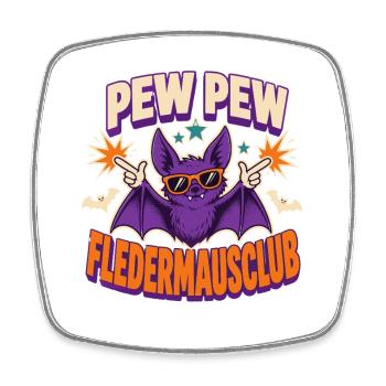 Pew Pew Fledermausclub – Lustiger Vampir - Viereckiger Kühlschrankmagnet - Weiß - Vorne