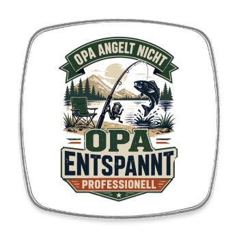 Opa entspannt professionell – Anglerhumor - Viereckiger Kühlschrankmagnet - Weiß - Vorne