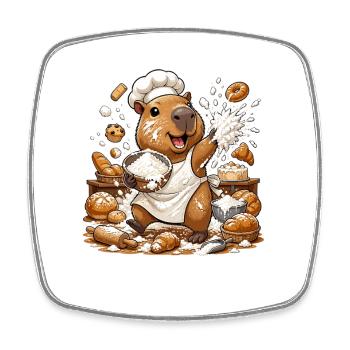 Kitchen Capybara Baking Magic - Square fridge magnet - white - Front