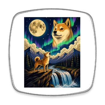 Shiba Inu Hurlant Lune Doge Kawaii - Magnet carré - blanc - Devant