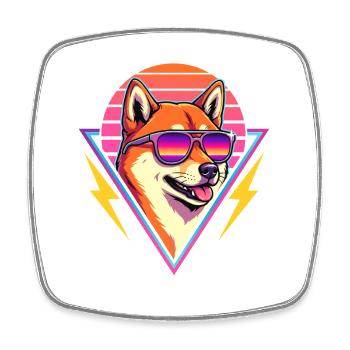 Shiba Inu Retro Kawaii Doge des années 80 - Magnet carré - blanc - Devant