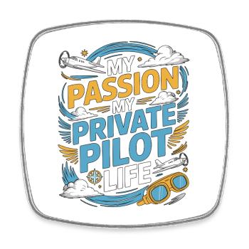 Pilote privé Ma passion Mon passionné d’aviation - Magnet carré - blanc - Devant