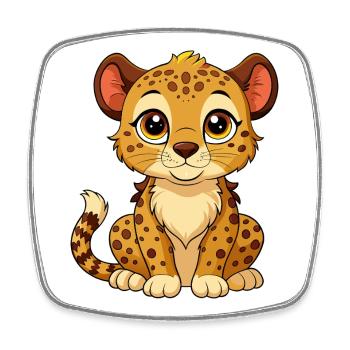 Süßes Gepardenbaby-Gepard - Viereckiger Kühlschrankmagnet - Weiß - Vorne