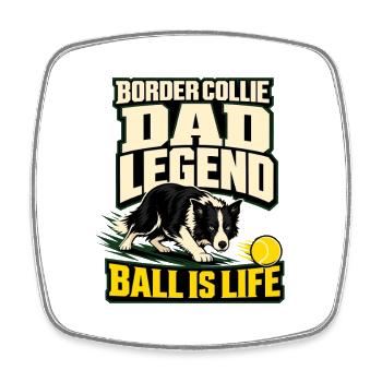 Border Collie, Border Collie Papa Legende Ball ist Li - Viereckiger Kühlschrankmagnet - Weiß - Vorne