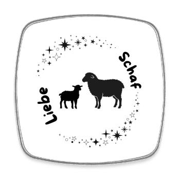 Moutons dans le cercle d’étoiles, amour mouton - Magnet carré - blanc - Devant