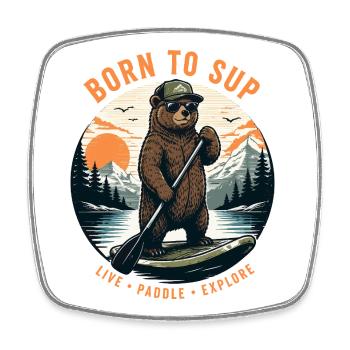 Bear SUP Paddleboard Board Stand Up Paddle Supboard - Magnet carré - blanc - Devant