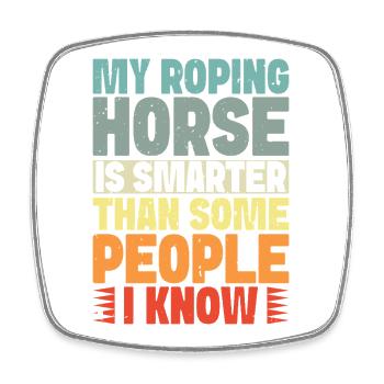 Hobby Horse Rider My Horse Smarter People English - Viereckiger Kühlschrankmagnet - Weiß - Vorne