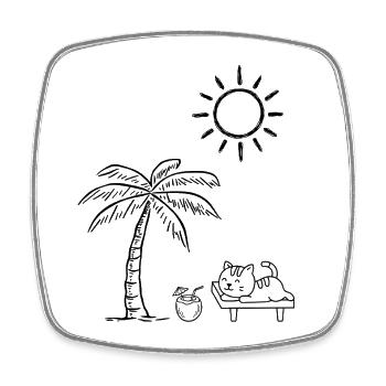 Lustiges Design mit Katze am Strand  - Viereckiger Kühlschrankmagnet - Weiß - Vorne