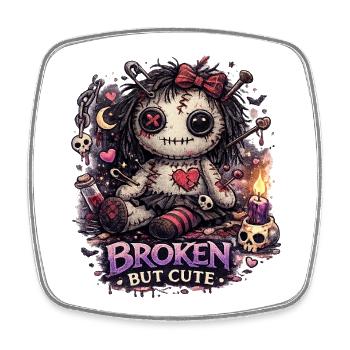 Broken But Cute Rag Doll Gothic - Square fridge magnet - white - Front