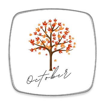 Arbre d’Octobre | Conception de l’arbre d’automne - Magnet carré - blanc - Devant