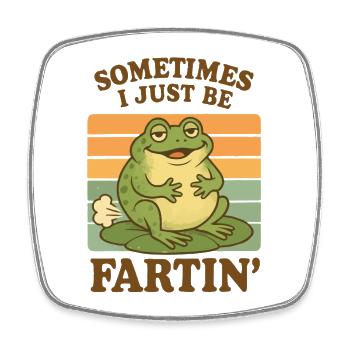 Motif drôle de pet de grenouille - Magnet carré - blanc - Devant