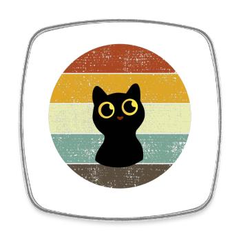 Chat mignon Retro Sunset Style Vintage - Magnet carré - blanc - Devant