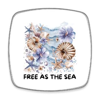 Watercolor Shells & Starfish Coastal Flowers Design - Square fridge magnet - white - Front