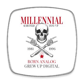 Millennial – Né analogique a grandi dans le numérique - Magnet carré - blanc - Devant