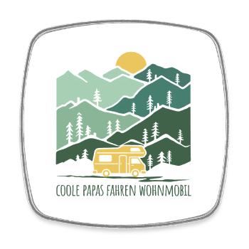 Coole Papas fahren Wohnmobil - Viereckiger Kühlschrankmagnet - Weiß - Vorne