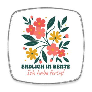 Endlich in Rente Abschied Wildblumen - Viereckiger Kühlschrankmagnet - Weiß - Vorne
