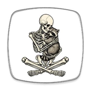 Skeleton, Raccoon, Halloween - Square fridge magnet - white - Front