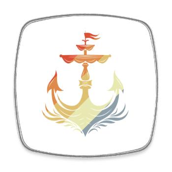 Croquis d’ancre à voile Vintage - Magnet carré - blanc - Devant