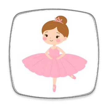 Petite ballerine en tutu rose – Décoration de danse - Magnet carré - blanc - Devant