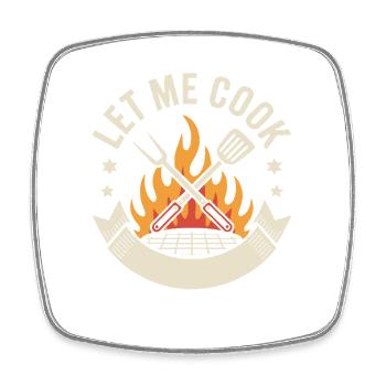 Let Me Cook Cooking Grilling Meme Grill Master Chef - Square fridge magnet - white - Front